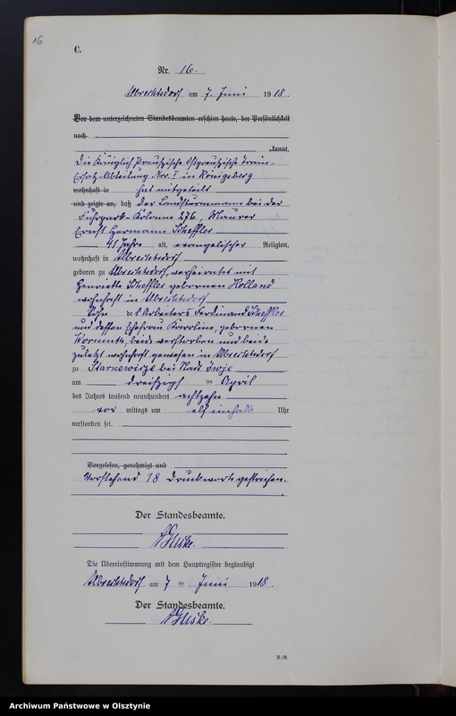 Obraz 18 z jednostki "Sterbe-Neben-Register Nr 1 - 32 [ Księga zgonów - wtóropis ]"