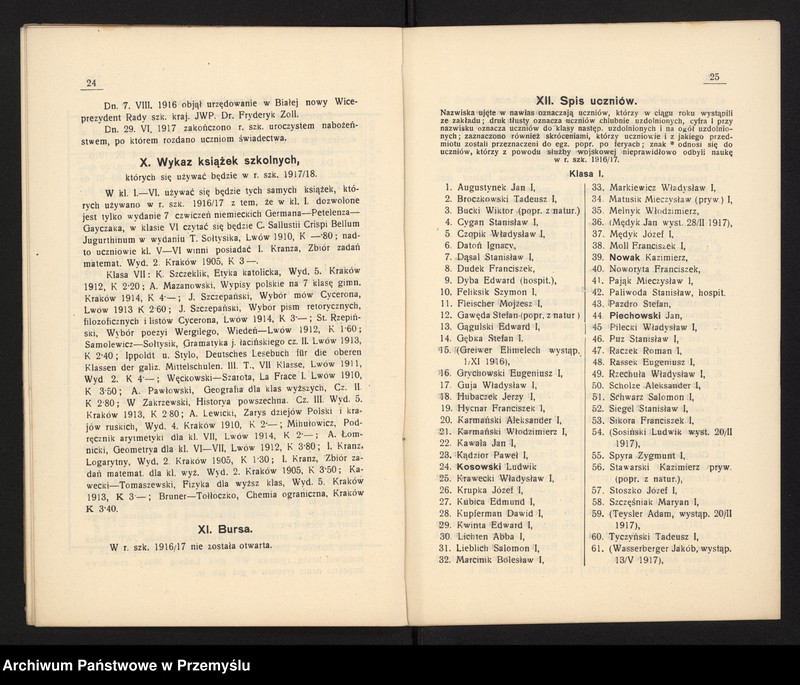 image.from.unit.number "VI Sprawozdanie kierownika Pryw[atnego] Gimnazjum Real[nego] w Chrzanowie za rok szkolny 1916/17"