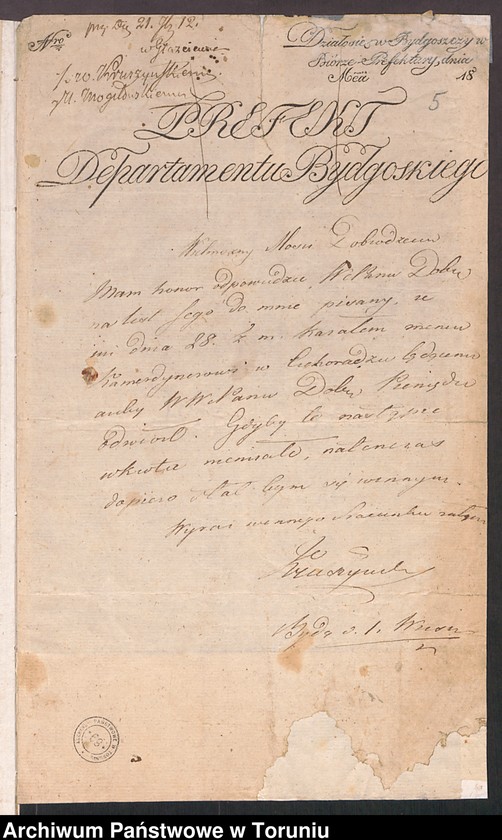 image.from.unit.number "Józef Kruszyński - akta działalności publicznej jako radcy Prefektury Departamentu Bydgoskiego, jako posła do Landstagu, członka Związku Zachodnio-Pruskich Ziem"