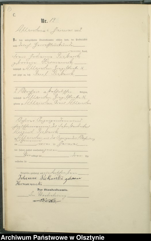 image.from.unit.number "Sterbe-Haupt-Register Tom I,Nr 1 - 394"