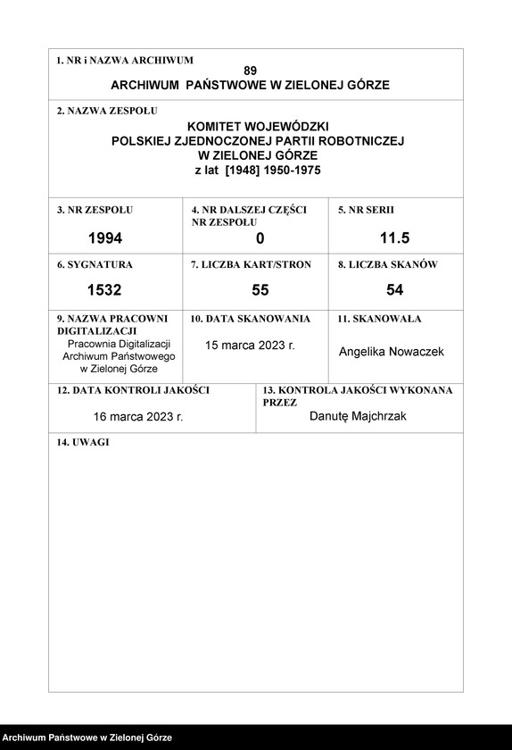image.from.unit.number "Sektor organizacyjny i kadr: Działalność komitetów gminnych i gromadzkich w zakresie rolnictwa - oceny, analizy, sprawozdania i informacje Wydziału, komitetów powiatowych i pracowników KW "
