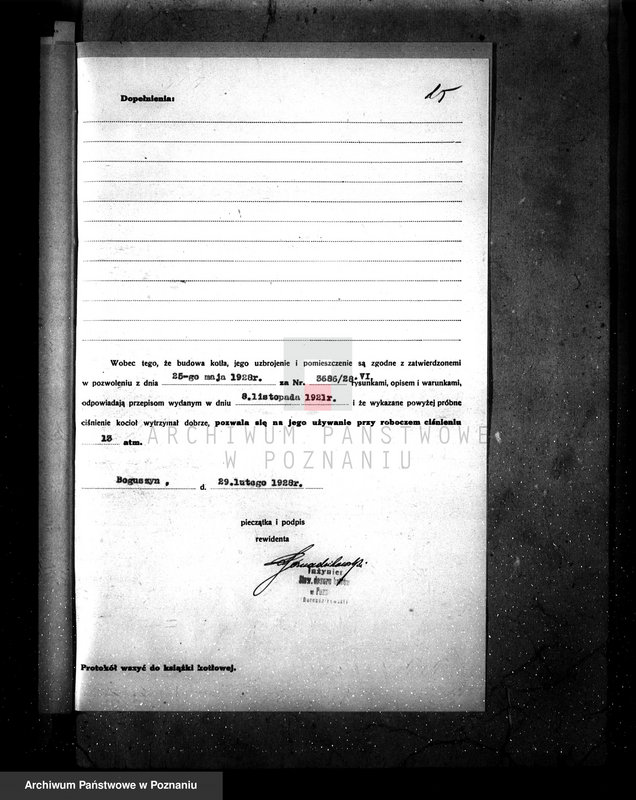 Obraz 20 z jednostki "Gorzelnia rolnicza w Boguszynie pow. jarociński własność Jouanne nr fabr. 173, nr woj. 3726"