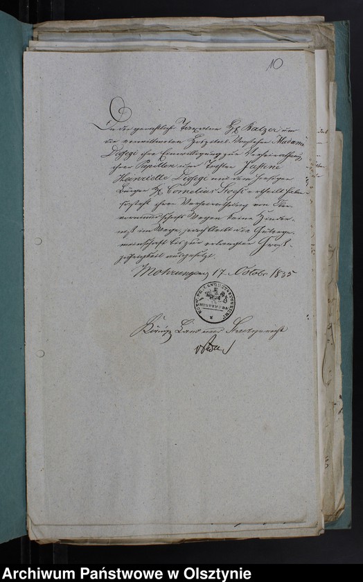 image.from.unit.number "Proclamations-Atteste und gerichtl. Heirats-Consense zu Copulationen im Kirchspiel Mohrungen"