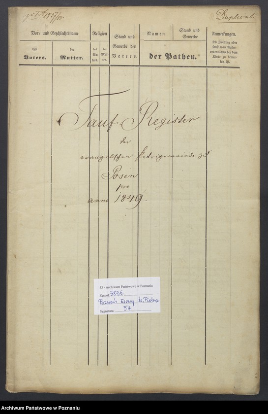 Obraz 2 z jednostki "Taufregister"