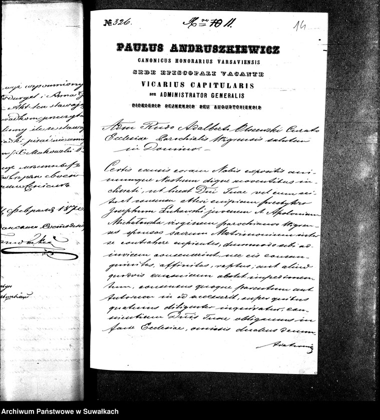 Obraz 17 z jednostki "Dokumenta k Aktom brakosočetavšichsja Prichoda Vigry v 1870 godu"