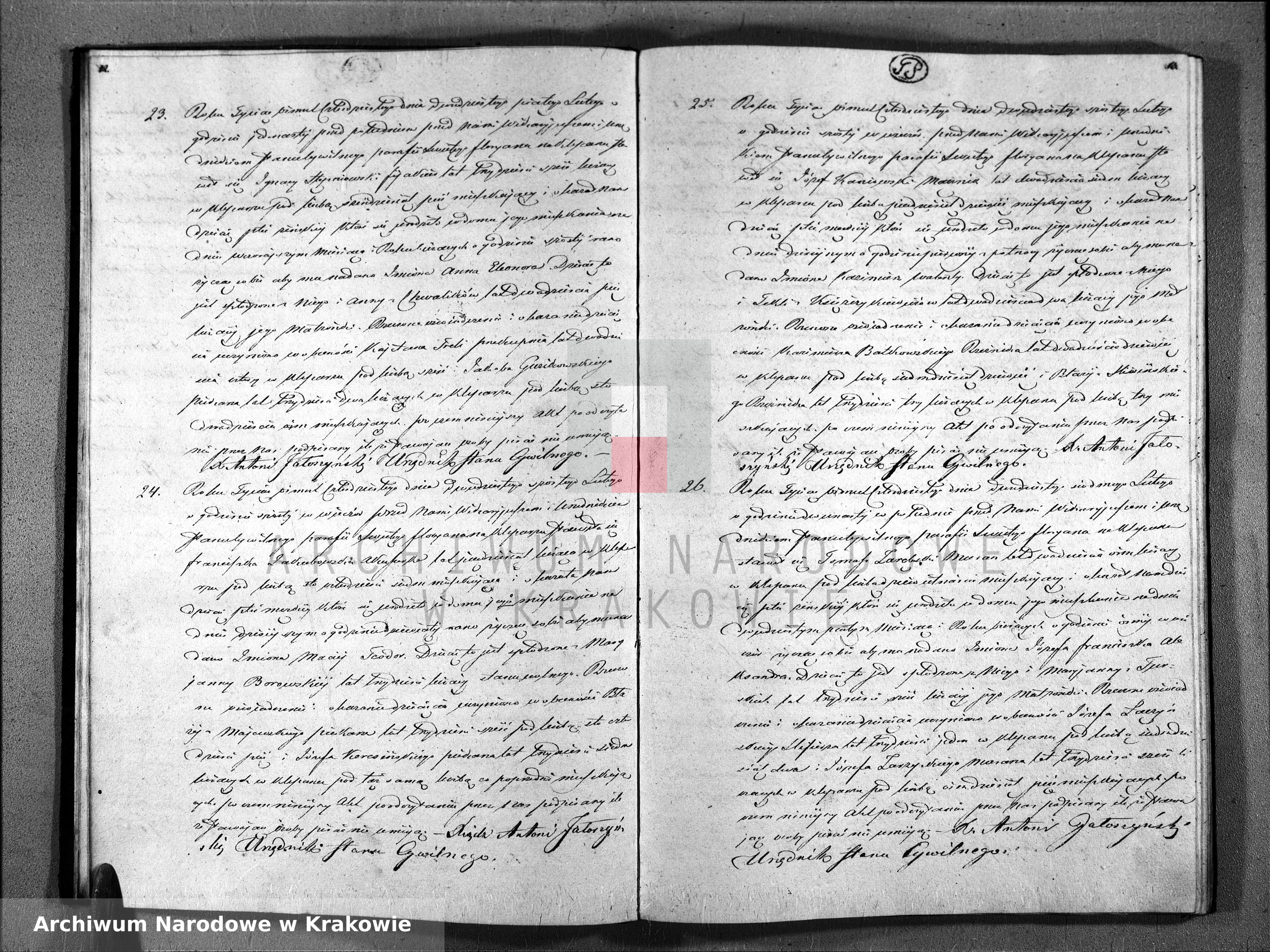 Skan z jednostki: Księga Aktów Urodzenia i Uznania Parafii Sgo Floryana na Rok 1840