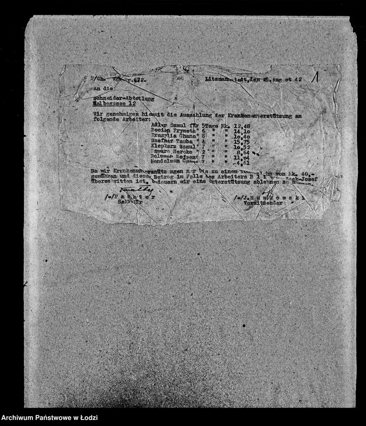 Obraz 4 z jednostki "Schneider-Abteilung, Halbegasse 12 [Zasiłki chorobowe dla pracowników wydziału, listy pracowników, zaświadczenia lekarskie]"