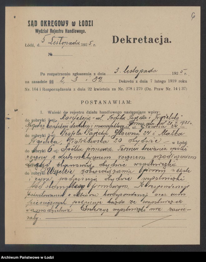 Obraz 8 z jednostki ""Konfekcja"- Teofilja Pajęcka i Małka Figielska- sprzedaż konfekcji damskiej i manufaktury"