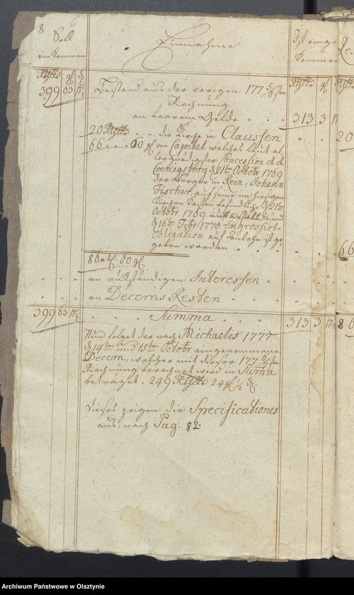 image.from.unit.number "Jahres Kirchen Rechnung der Reinschen Kirche aller Einnahme und Ausgabe"