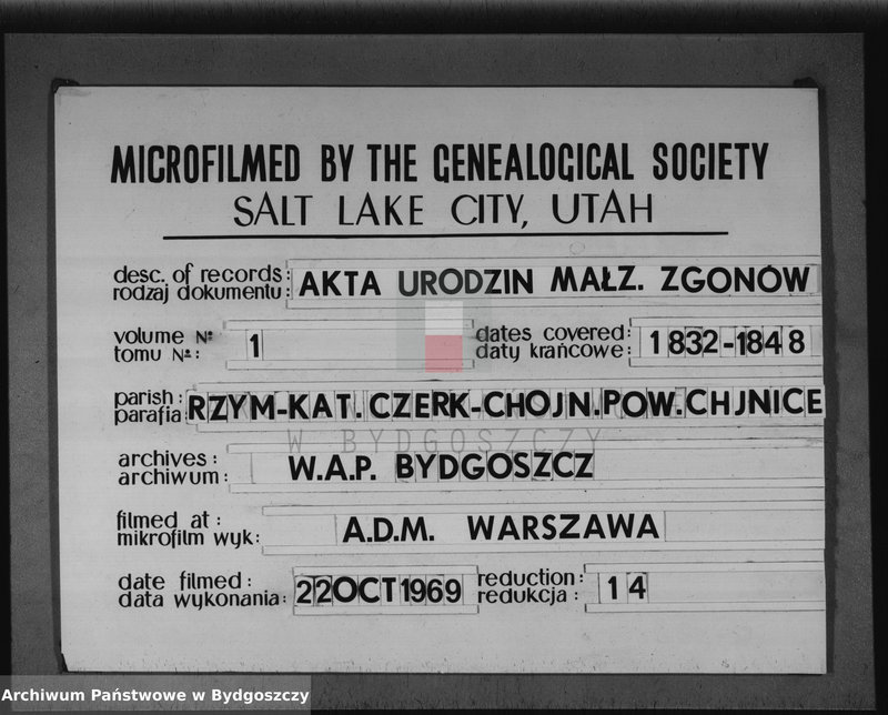image.from.team "Akta metrykalne parafii rzymskokatolickiej w Czersku, pow. Chojnice"