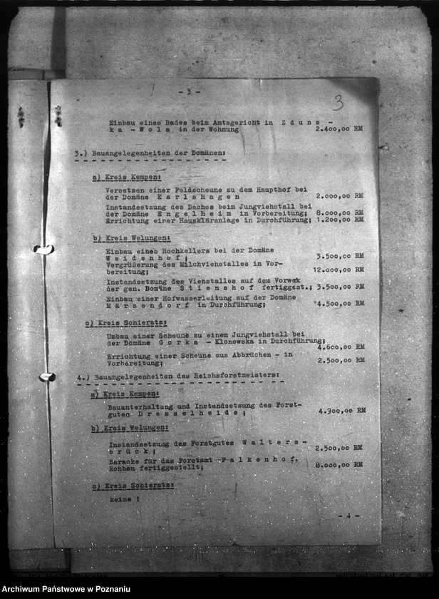 Obraz 7 z jednostki "Kreisbauamt Kempen - Wykaz prac budowlanych dla posterunków policji i urzędów"