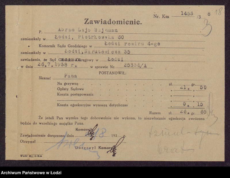 Obraz 20 z jednostki "Abram Lajb Wajnman- wyrób i sprzedaż towarów bawełnianych"