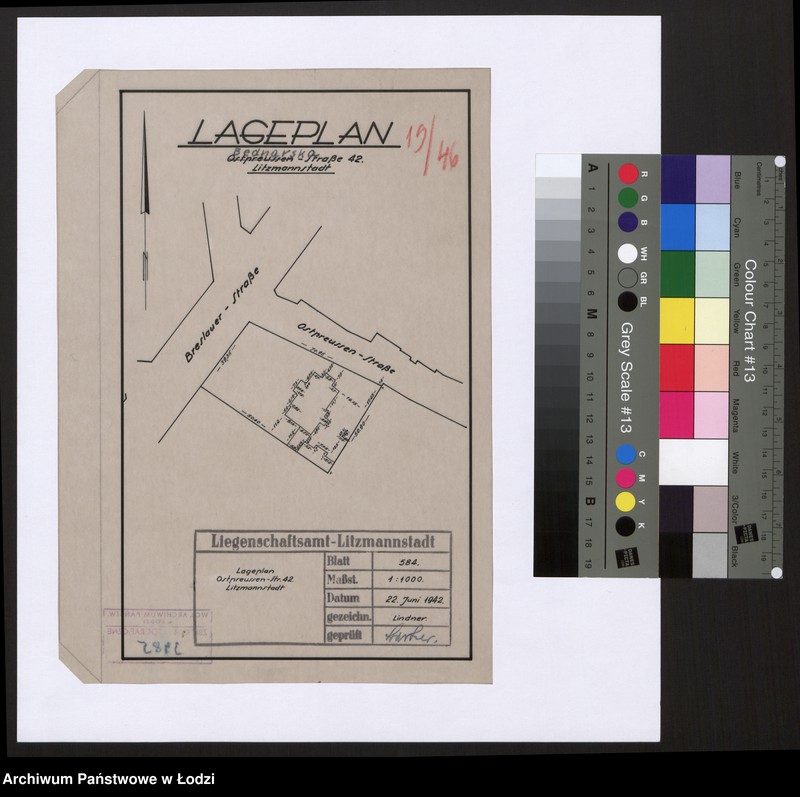 Obraz 1 z jednostki "Lageplan Ostpreussen-Straße 42 Litzmannstadt"