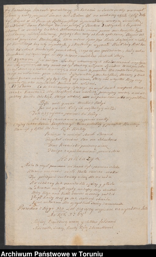 image.from.unit.number "List od króla Stanisława Augusta pisany do kasztelana inowrocławskiego Skarbka z 10.VI.1768 i odpowiedź na niego od Skarbka"