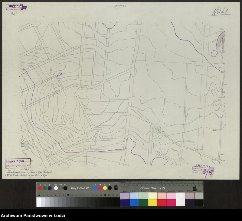 Obraz 1 z jednostki "Plan sytuacyjno-warstwicowy m. Łodzi. Sekcja NW41"