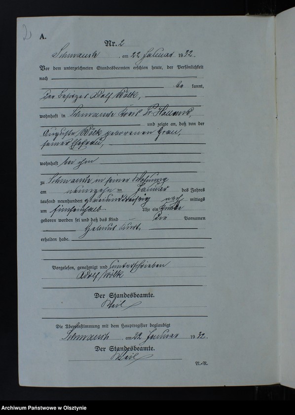 Obraz z jednostki "Geburts-Register/Neben-Register/Nr 1 - 45"