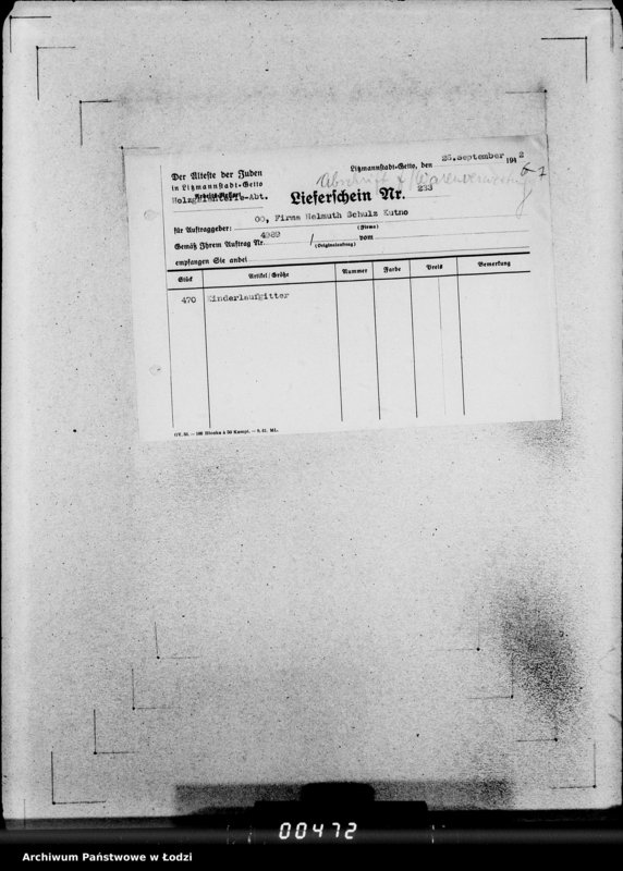 Obraz 11 z jednostki "[Listy przesyłkowe wyrobów dostarczonych z Getta]"