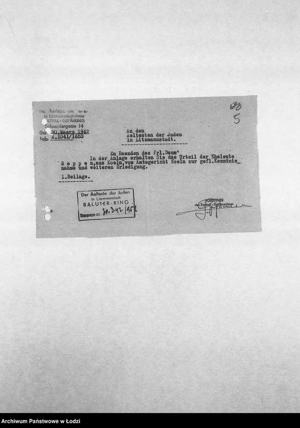 Obraz 8 z jednostki "[Korespondencja PSŻ z Centralnym Więzieniem]"