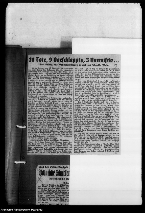 image.from.unit.number "Zweigstelle Litzmannstadt (Łódź). Zeitungsansschnitte, Berichte über Verschleppungen und Todesanzeigen"