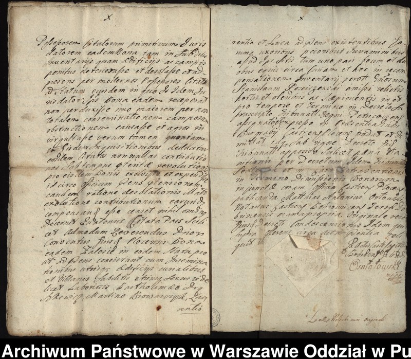 image.from.unit.number "Ekstrakty z ks. gr. bobrownickich i gr. płockich oblaty dekretu sądu kondescensorialnego i manifestacji, dotyczące procesu z 1723 roku między konwentem a sędzią ziemskim płockim Janem Rosciszewskim o wykupienie trzymanych w zastawie przez klasztor dóbr Zalesie"