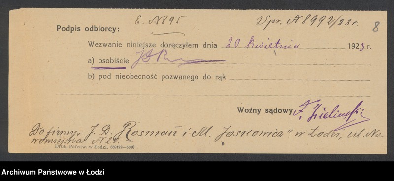 Obraz 10 z jednostki "J. D. Rosman i M. Joskowicz – sprzedaż wyrobów włókienniczych i galanterii"