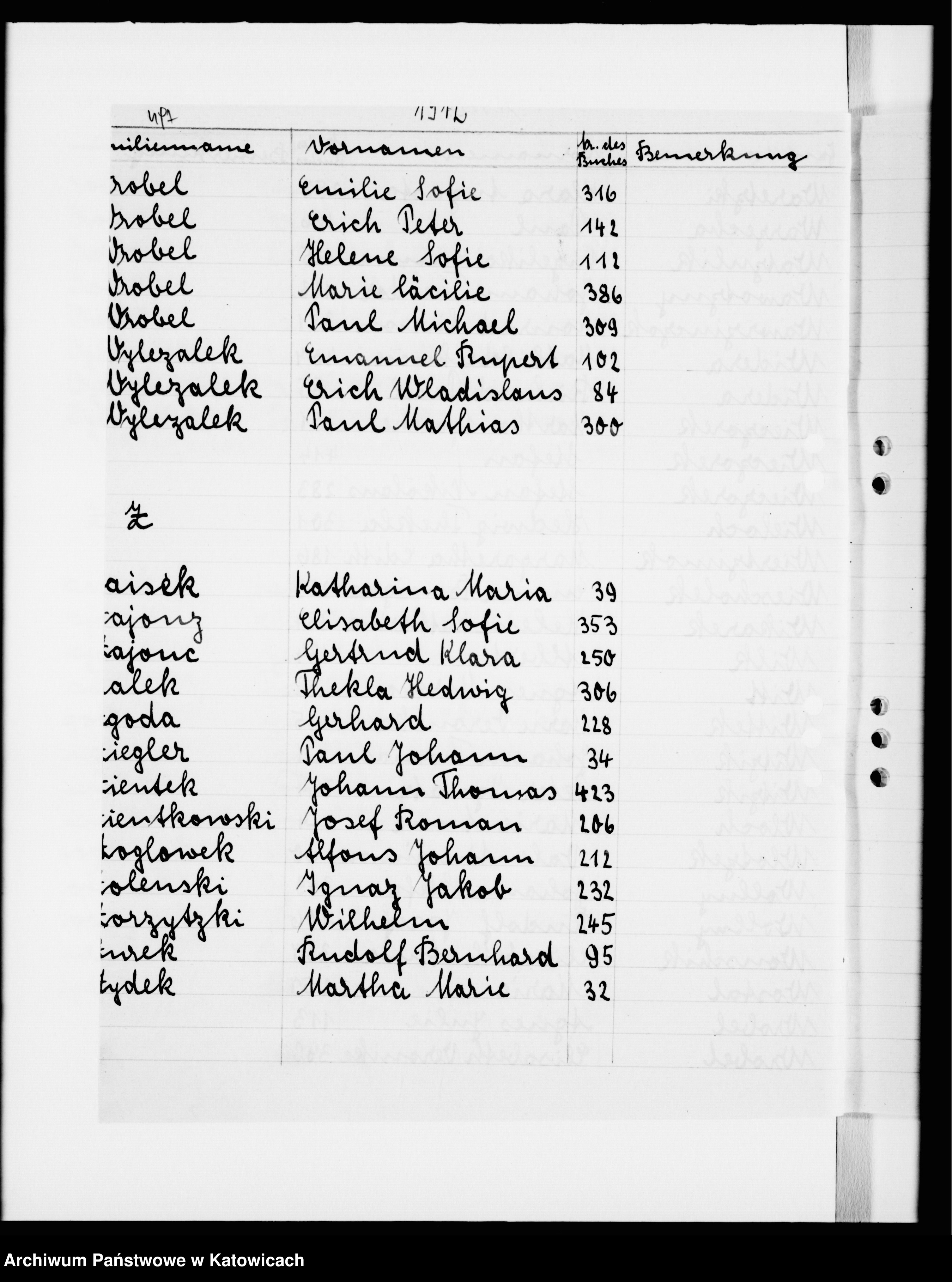 Skan z jednostki: Skorowidz do ksiąg urodzeń