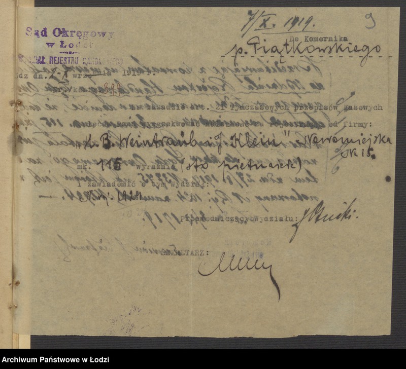 Obraz 11 z jednostki "Hersz Ber Weintraub, Icek Klein- sprzedaż i kupno skór"