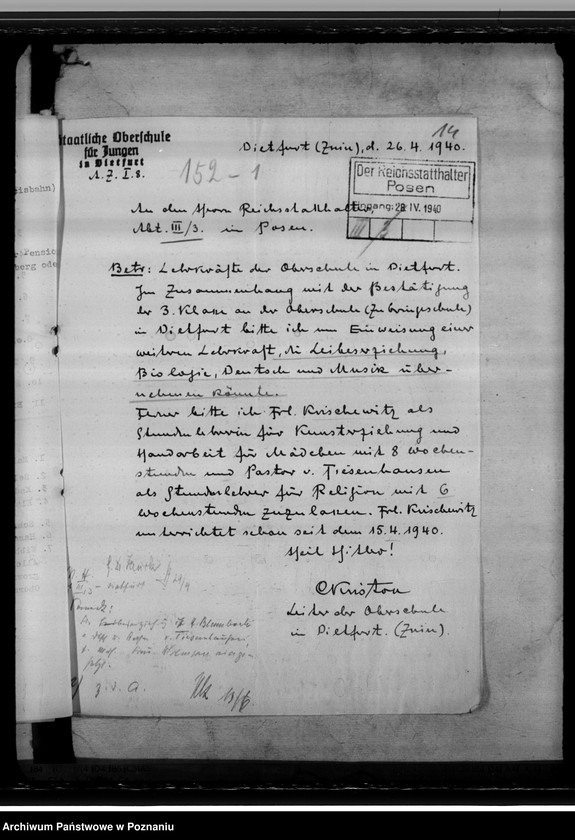 Obraz 18 z jednostki "Oberschulen in Dietfurt (Żnin), Wongrowitz und Gnesen"