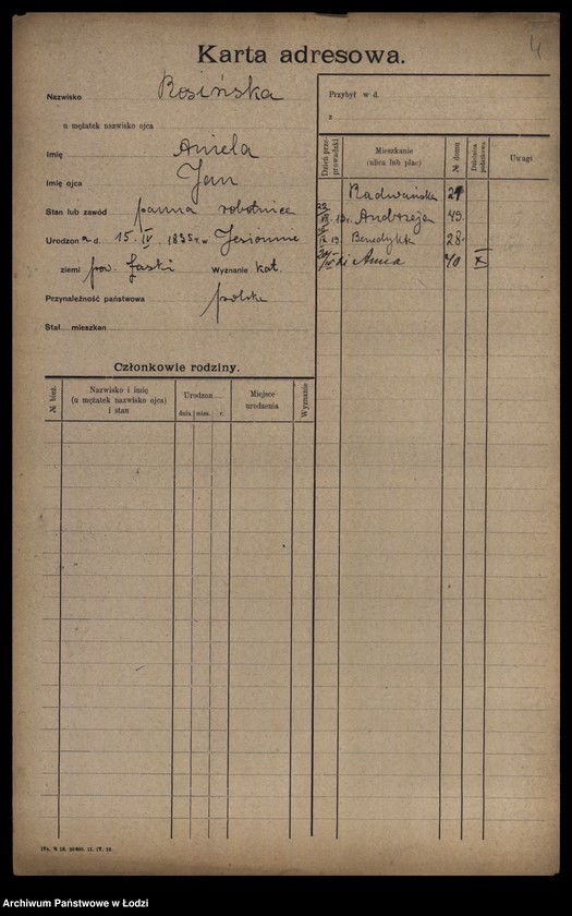 Obraz 6 z jednostki "[Spis ludności Łodzi] Rosińska-Rot"