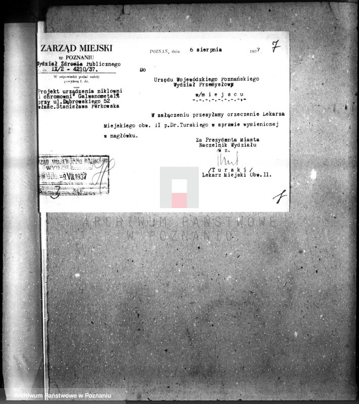 Obraz 11 z jednostki "Zatwierdzenie projekt urządzenia niklowni i chromowni Galwanometal St. Perkowska w Poznaniu"