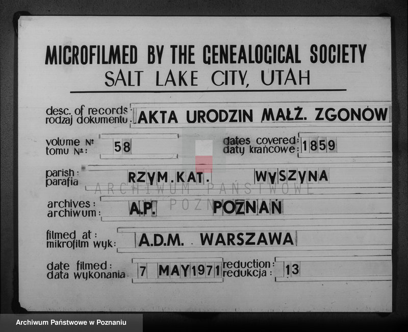 Obraz 1 z jednostki "akta urodzeń, małżeństw i zgonów"