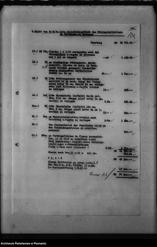 Obraz 18 z jednostki "Kostenanschlag zum Dienstwohngebäude des Reichsstatthalters des Warthegaues - nad jeziorem Góreckim"