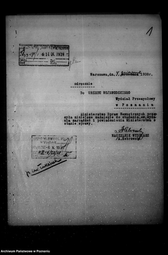 Obraz 5 z jednostki "/Pozwolenie policyjno-techniczne dla Elektrowni w Ostrowie na uruchomienie zakładu elektrycznego w Prześlinie/"