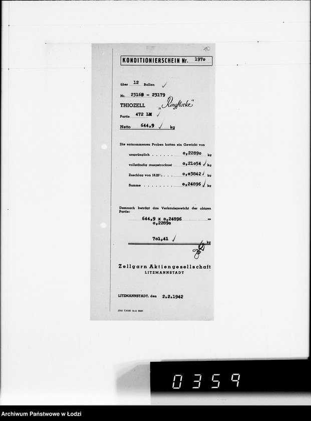 Obraz 14 z jednostki "Rechnungen zu Aufträge. Ziegenhagen [za dostawy towarów dla Getta]"