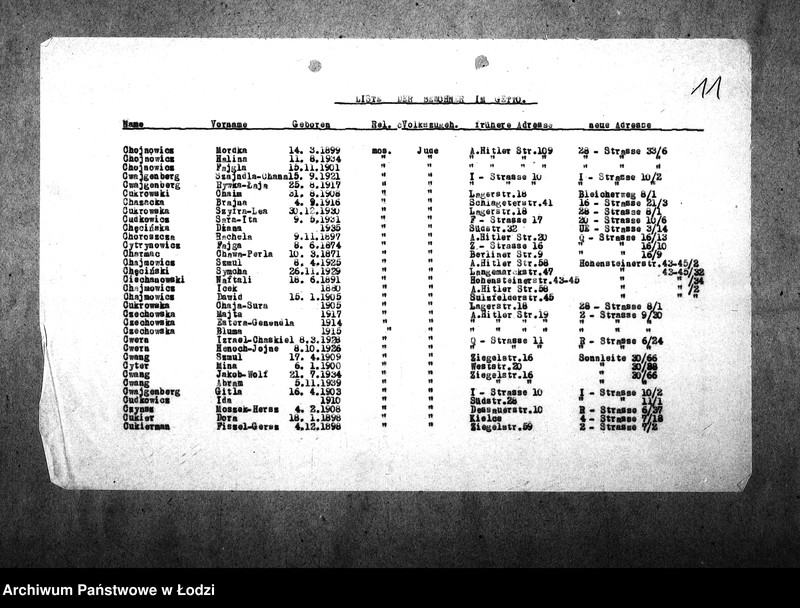 Obraz 15 z jednostki "[Alfabetyczny spis mieszkańców getta. Litera C]"
