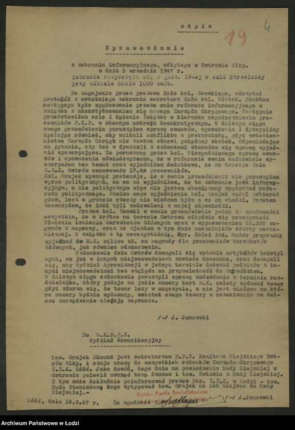 Obraz 5 z jednostki "Koło kolejowe PPS Ostrów Wielkopolski- sprawozdania, protokoły zebrań międzypartyjnych"