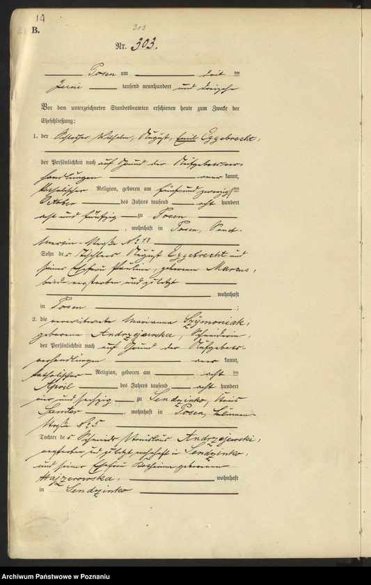 Obraz 16 z jednostki "Księga miejscowa małżeństw tom II [Rejestr główny małżeństw]"