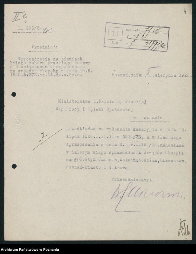 Obraz 6 z jednostki "[Korespondencja z Wyższym Urzędem Ubezpieczeń w Poznaniu, sprawozdania z działalności urzędów ubezpieczeń]"
