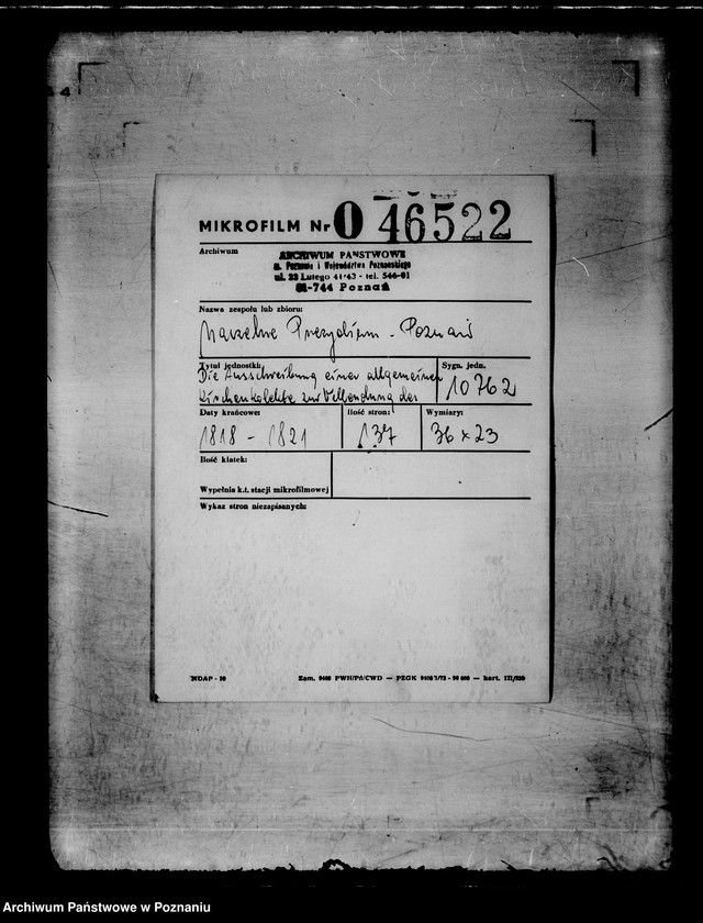 Obraz 3 z jednostki "Die Ausschreibung einer allgemeinen Kirchenkollekte zur Vollendung des Baues der abgebrannten evangelischen Kirche zu Brätz /Brójce/."