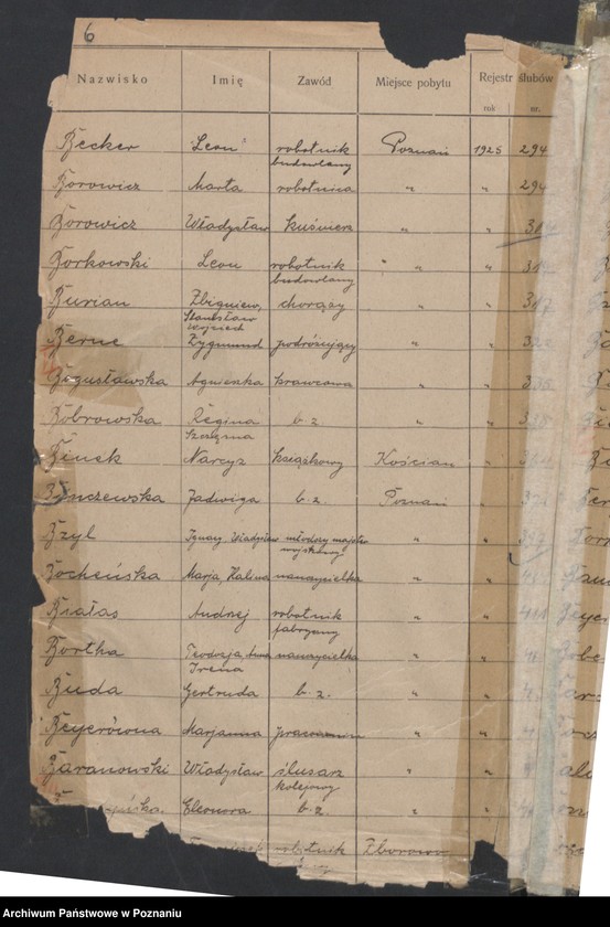 image.from.unit.number "Spis alfabetyczny małżeństw za 1925"