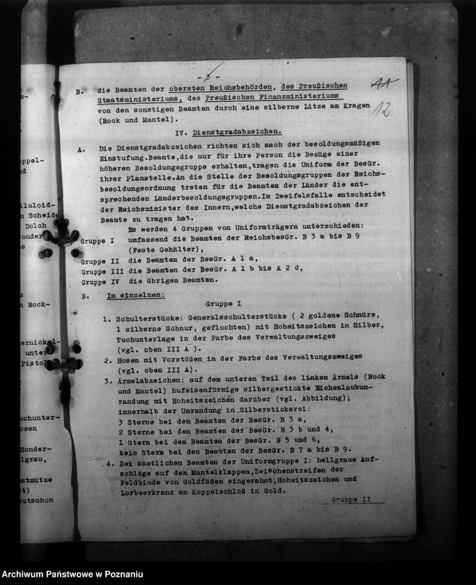 Obraz 16 z jednostki "Beamtenunform. Mitarbeit mit der Posenschen Feuersozietät. Personalstandserhebungen"