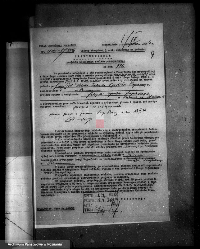 Obraz 13 z jednostki "Zatwierdzenie zakładu przemysłowego /fabryki wyrobów papierniczych firmy "Pol" w Poznaniu"