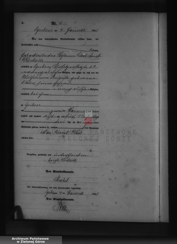 image.from.unit.number "Geburts-Neben-Register, Band I von No 1 bis No 500"