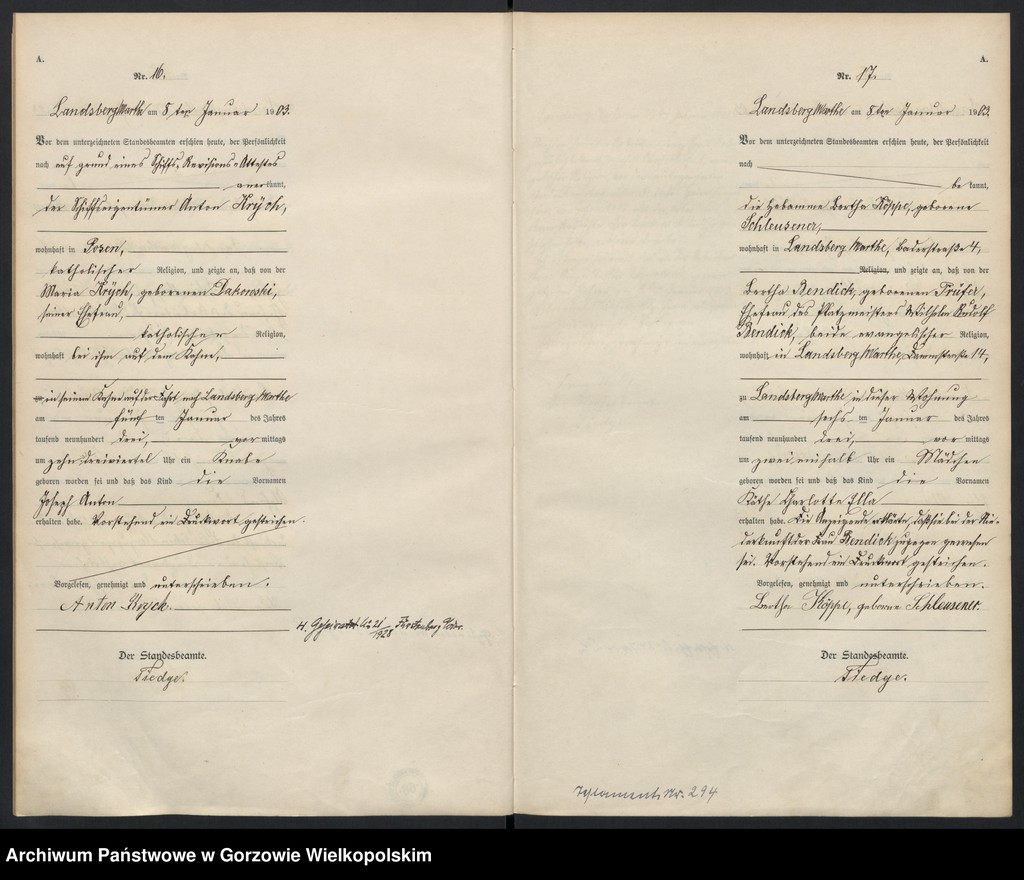 Obraz 11 z jednostki "Geburts Register"