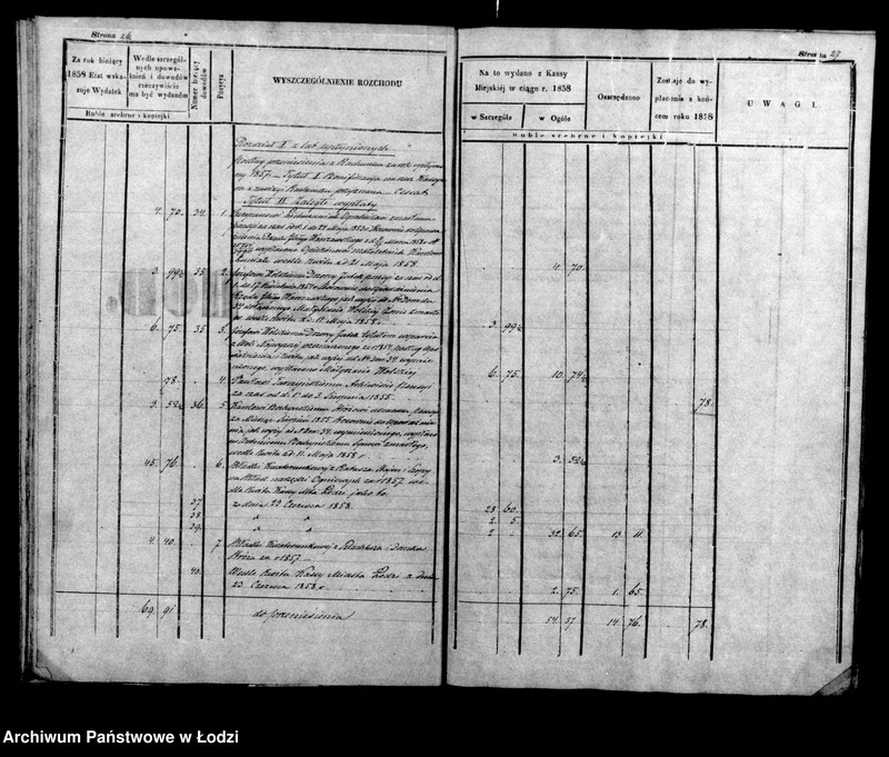 Obraz 19 z jednostki "Rachunek kasy ekonomicznej m. Łodzi za rok 1858"