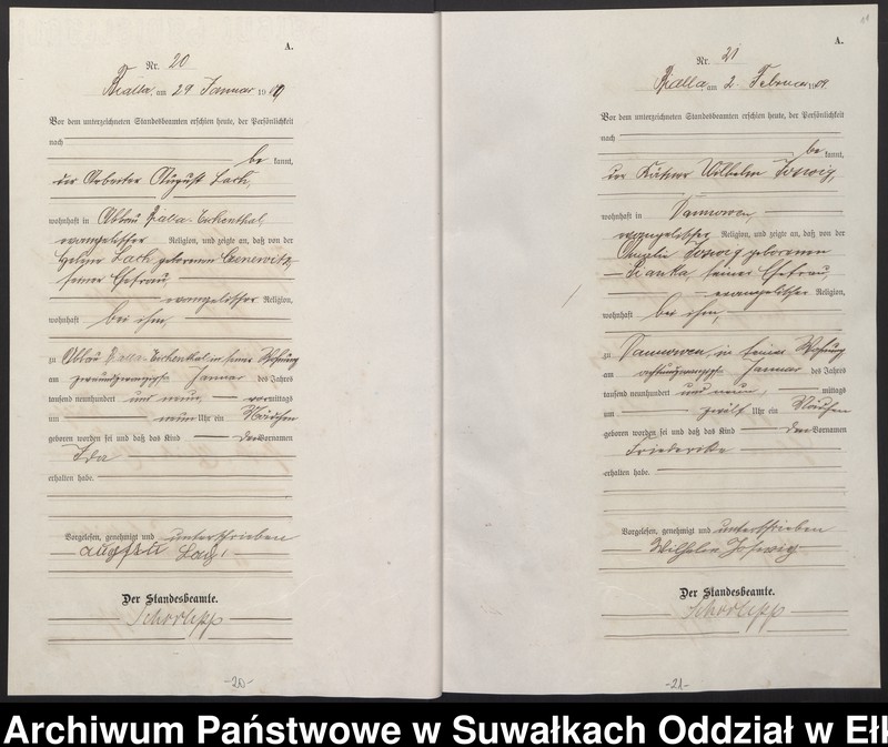 image.from.unit.number "[Geburts-Haupt-Register des Königlichen Preussischen Standes-Amtes Bialla Kreis Johannisburg]"