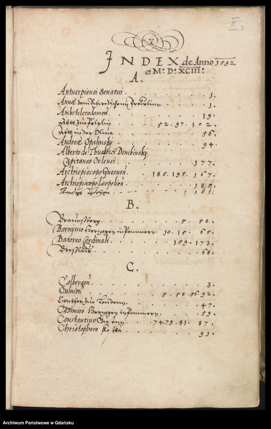 image.from.unit.number "Liber Missivarum de MDXCII, MDXCIII et MDXCIV Annis. Index [adresatów] de Anno 1592 et 1593 et 1594"