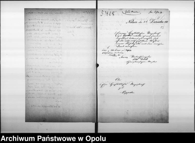 image.from.unit.number "Acta des Magistrats zu Oppeln betreffend die Anstellung des Schornsteinfegermeister Otto Knoll für den Oder - und Königs-Bezirk"