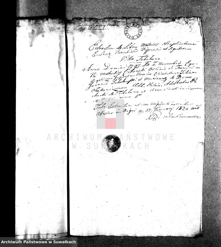 image.from.unit.number "Dowody służące do Aktów Ślubnych Gminy Wigierskiey na Rok 1826."