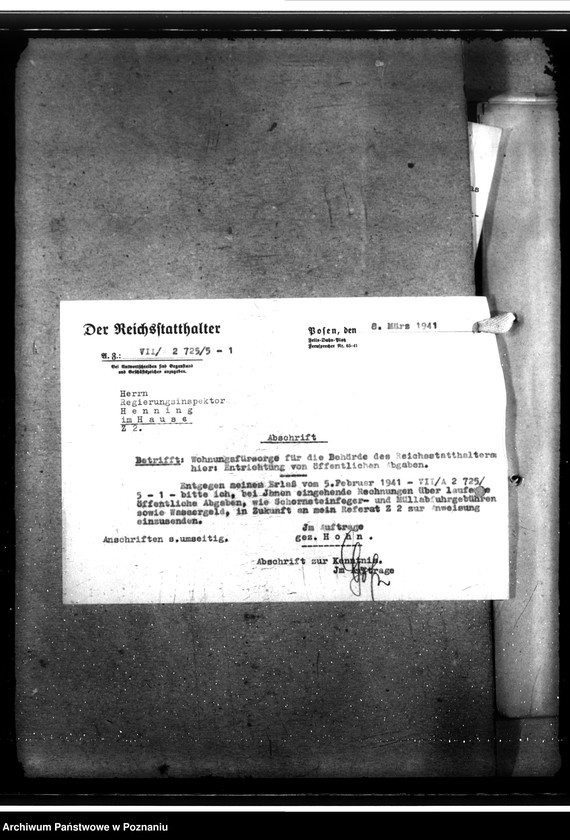 Obraz 15 z jednostki "Übertragung von Hausgrundstücken aus früherem polnischen Besitz. Zuweisung von Dienstwohnungen usw."